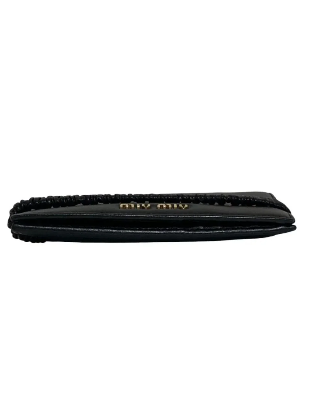 Miu Miu Leather Bifold Wallet with Band Black